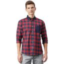 Thomas Scott Mens Checkered Slim Fit Casual Shirt with Button Down and Long Sleeve (TS1048_Space Blue_XL)...