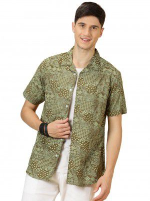 Thomas Scott Men's Cuban Collar Rayon Fabric Half Sleeves Printed Casual Shirt