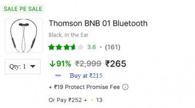 Thomson BNB 01 Bluetooth Headset (Black, In the Ear)