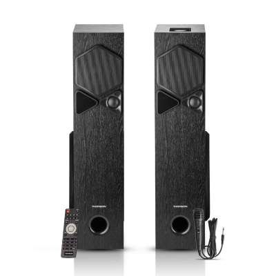 Thomson TSP10 100Watts Bluetooth Tower Speakers with AUX/USB/FM & Mic for Karaoke (Black)
