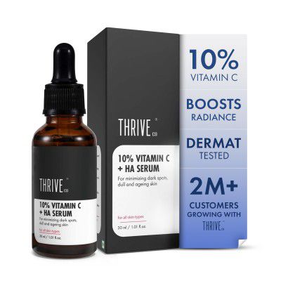 ThriveCo 10% Vitamin C Face Serum with 33kDa + 5kDa Hyaluronic Acid | 30ml