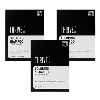 ThriveCo Coloring Shampoo with Hyaplex™ | Natural Black | Easy Application | Rich, Shiny Color | At-Home Hair Coloring Solution | 80 gm (Pack of 3)