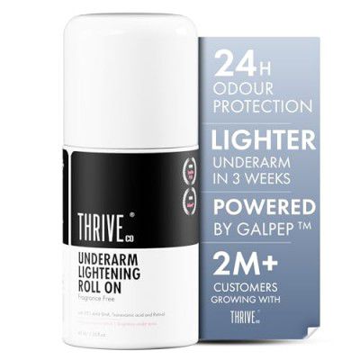 ThriveCo Underarm Brightening Roll-On with 5% AHA BHA, Tranexamic Acid & Retinol – 24H, For Men & Women, 40 ml