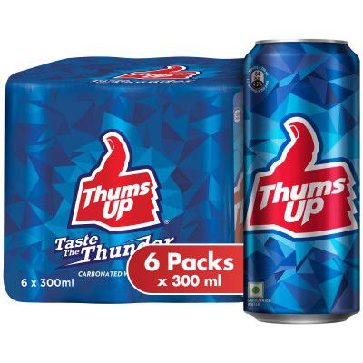 Thums Up Cold Drink Recyclable Can, 300 ml (Pack of 6)