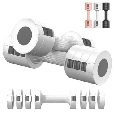 Tiagowell Adjustable Dumbbells Set of 2, Free Weights Dumbbells Set for Home Gym?A single one 1kg - 2.5kg?, Hand Weights Sets for Women Men Seniors Workout Exercise Strength Training, White