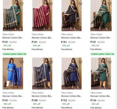 Tibra Attire Womens Ethnic Sets @ Rs 181
