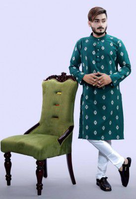 Tibra Collection  Men Cotton Blend Kurta Pyjama Set