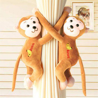 Tickles 2 Pcs Monkey Soft Plush Toy Curtain Tiebacks Holder Clip for Children Living Room Decoration Accessories Window Curtain Decoration