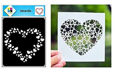 Tickles Heart Shape Stencil for Art and Craft Stencil Reusable DIY Stencils for Painting Template, Embossing, Home Decoration, Wall Painting, Art Journal, Fabric Painting, Tshirt (Size: 6x6 Inches)