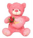 Tickles Soft Stuffed Plush Animal Toy for Kids Pink Sitting Loving Teddy with Rose 2(Color: Pink Size: 2.3 feet)...