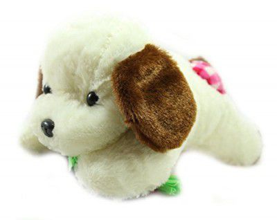 Tickles White Big Size Puppy with Muffler Soft Stuffed Plush Animal Toy for Kids(Color:Brown& White Size: 45cm)