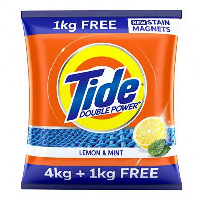 Tide Plus Extra Power Detergent Washing Powder - 4 kg (Lemon and Mint) with Free Detergent Powder - 1 kg