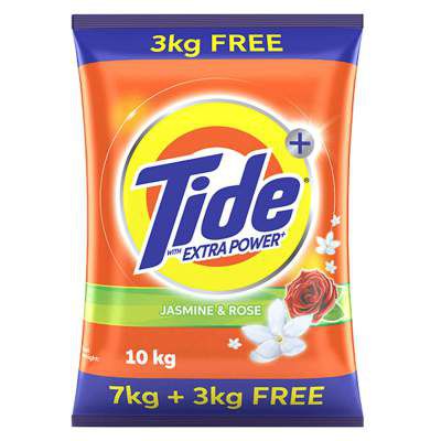 Tide Plus Extra Power Detergent Washing Powder - 7 kg (Jasmine and Rose) with Free Detergent Powder - 3 kg