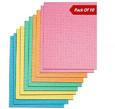 Tidy Home Cellulose Cleaning Sponge for Home & Kitchen - Pack of 10 Wipes (Multicolour)