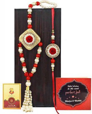 TIED RIBBONS  Bhaiya Bhabhi TR-RB24-BBRakhi-S005 Assorted Rakhi, Greeting Card, Chawal Roli Pack Set  (Rakhi For Bhaiya and Bhabhi)
