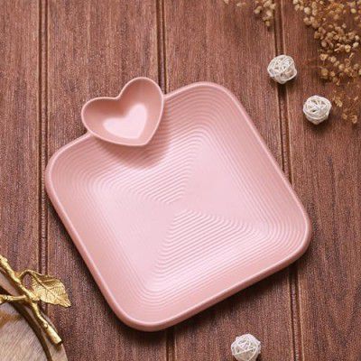 TIED RIBBONS Ceramic Plate with Section Platter for Serving Snacks, Starters, Momos, Fries, Kebabs and Various Appetizer - Oven Microwave & Dishwasher Safe(24 Cm X 21 Cm)