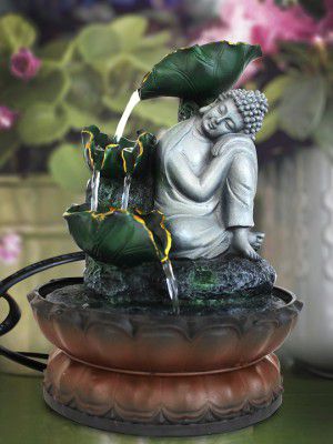 TIED RIBBONS Grey Buddha Table Top Water Fountain