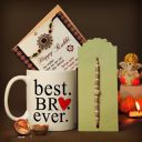 TIED RIBBONS Rakhi for Brother with Gift Combo - Designer Rakhi with Printed Coffee Mug and Greeting Card...