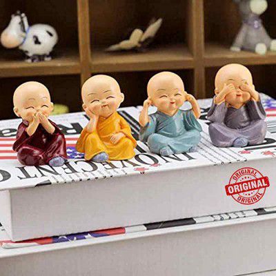TIED RIBBONS Resin Buddha Monk Statues Small