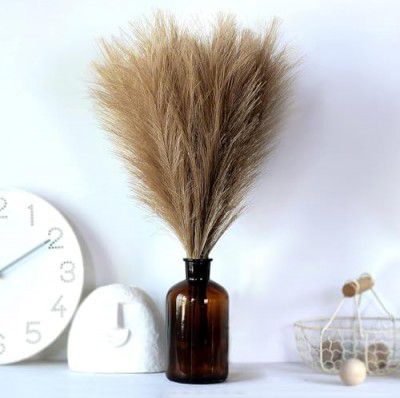 TIED RIBBONS Silk Pack Of 4 Fluffy Pampas Grass Artificial Flower(Brown,45.7 Cm)For Decoration Vase Pot Home Decor