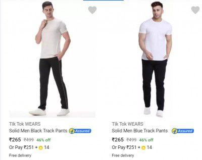 Tik Tok WEARS Solid Men Track Pants starting at ₹238