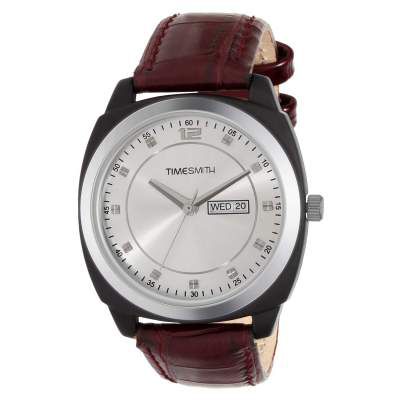 TIMESMITH Analogue Men's Watch (White Dial Brown Colored Strap)