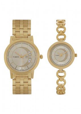 Timex Analog Champagne Dial Unisexs Watch-TW00PR229