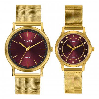 TIMEX Analog Watch for Pair with Round Dial & Water Resistant Couple's Wrist Watches