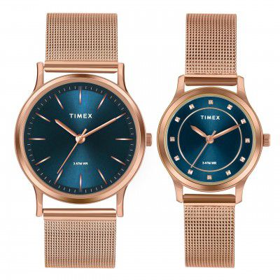 TIMEX Analog Watch for Pair with Round Dial & Water Resistant Couple's Wrist Watches