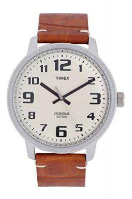 TIMEX Analogue Beige Dial Mens Watch (Beige Dial Brown Colored Strap)
