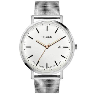 Timex Long Last-Ten Year Battery Life Analog Silver Dial Mens Watch-TWEG17701
