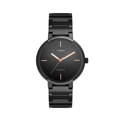 TIMEX Mens 40 mm Black Dial Ceramic Bracelet Analogue Watch - TWEG21202 