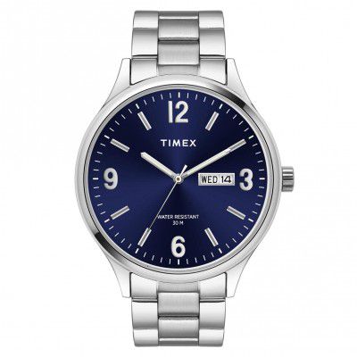TIMEX Mens 43 mm Blue Dial Stainless Steel Analog Watch - TWEG18420