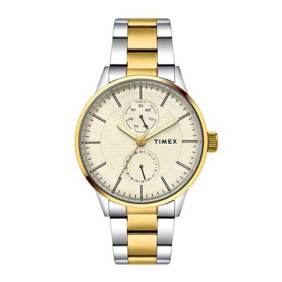TIMEX Mens 44 mm Beige Dial Stainless Steel Analog Watch - TWEG19906