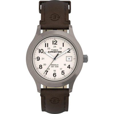 Timex Men's T40051 Expedition Metal Field Brown Leather Strap Watch | Men's, T40051, Strap