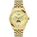 Timex Moon Phase Multifunction Analog Champagne Dial Womens Watch-TWEL13104...