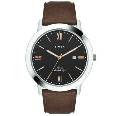 Timex Long Last-Ten Year Battery Life Analog Black Dial Mens Watch-TWEG17806