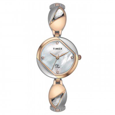TIMEX Women Brass Analogue Pink Dial Watch - Twel16301, Band Color-Multicolor