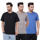tinies Cotton Tshirt Round Neck Mens Plain Solid Regular Fit Half Sleeve Mens T-Shirt (Combo Set of 3)...