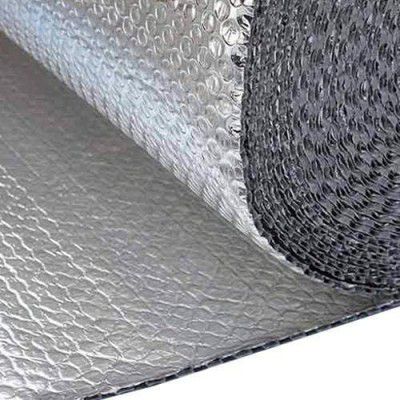 TIRI Systems Aluminium Silver Bubble Sheet 210 GSM (2 to 3mm) Thick for Light Weight Reflective Insulation Waterproof, Solar Heat,Partition- 1.2 Mtr x 10 Mtr (# Not Metal) Made of Virgin Plastic