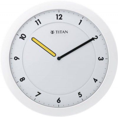 Titan Analog 28 cm X 28 cm Wall Clock (White, With Glass, Standard)