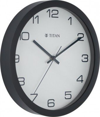 Titan Analog 30 cm X 30 cm Wall Clock (Black, With Glass, Standard)