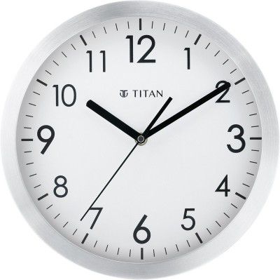 Titan Analog 30 cm X 30 cm Wall Clock (Silver, With Glass, Standard)