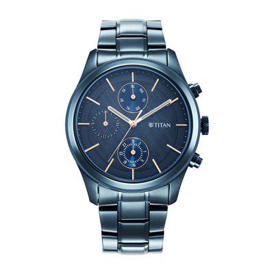 Titan Analog Blue Dial Mens Watch-1805QM01