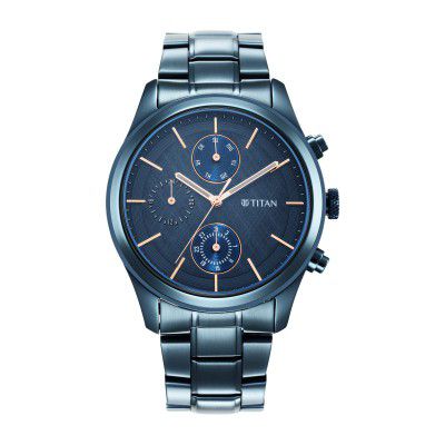Titan Analog Blue Dial Mens Watch-1805QM01