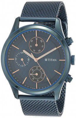 Titan Analog Blue Dial Mens Watch-1805QM02