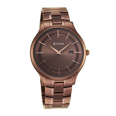 Titan Analog Brown Dial Mens Watch-90142QM05