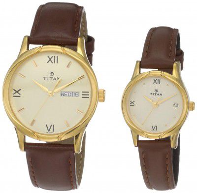 Titan Analog Gold Dial Unisexs Watch-NL15802490YL05