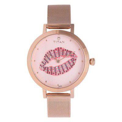 Titan Analog Pink Dial Women's Watch-95104WM02