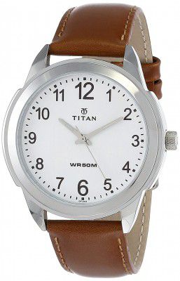 Titan Analog White Dial Mens Watch-NL1585SL07